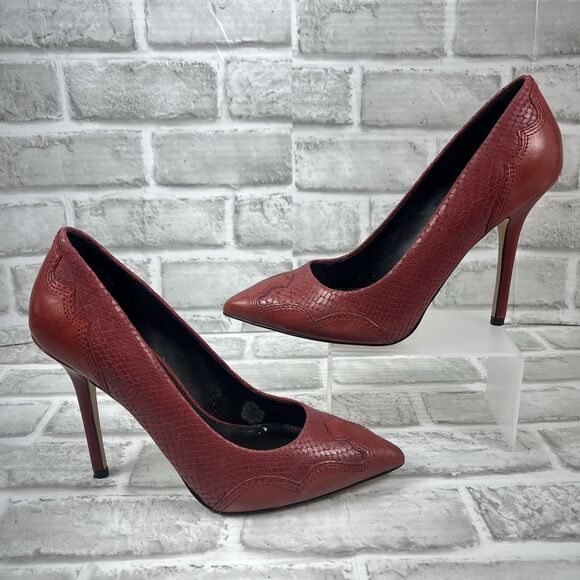 Boutique 9 BT Joy Women's Size 8 Red Leather Western Vintage Stiletto Pumps - Picture 1 of 12